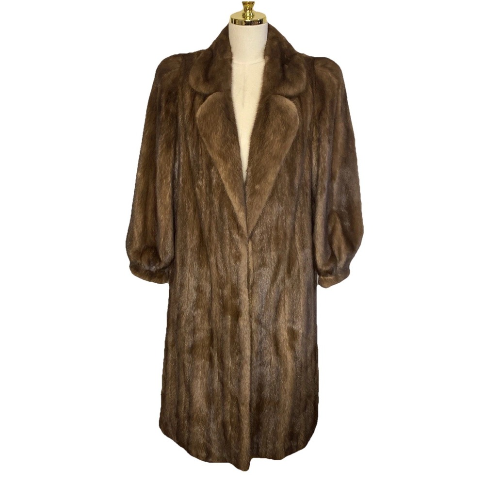Vintage EVANSFUR At Robinson's  Full length Genuine Brown Mink Fur Coat Size L